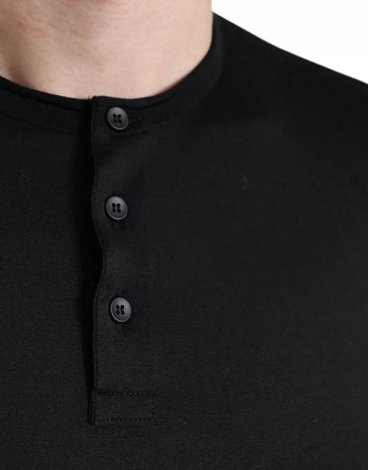 Dolce &amp; Gabbana Black Buttoned Roundneck Short Sleeve T-shirt
