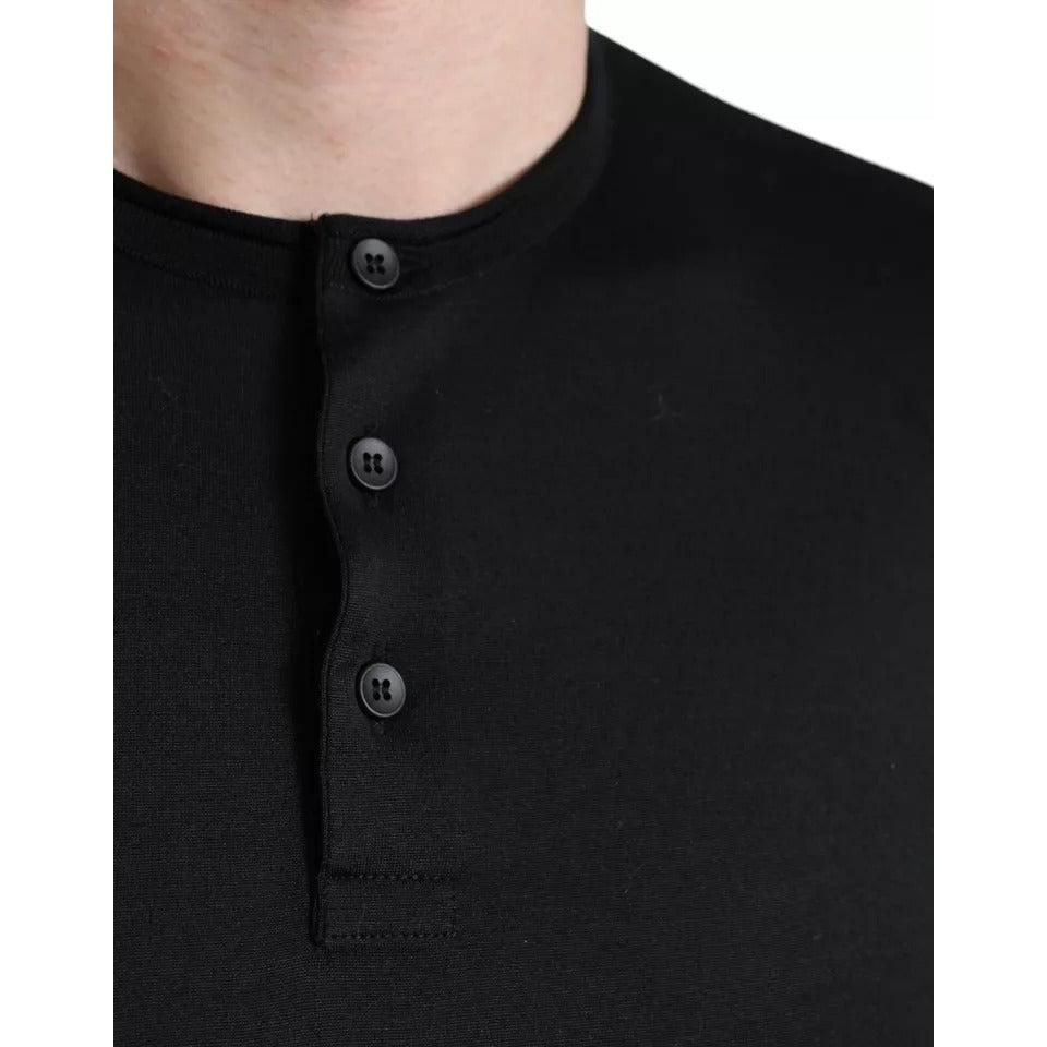 Dolce &amp; Gabbana Black Buttoned Roundneck Short Sleeve T-shirt