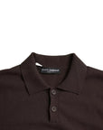 Dolce & Gabbana Brown Logo Collared Short Sleeve Men T-shirt