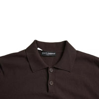 Dolce & Gabbana Brown Logo Collared Short Sleeve Men T-shirt