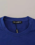Dolce & Gabbana Blue Logo Print Crewneck Cotton T-shirt