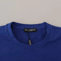 Dolce & Gabbana Blue Logo Print Crewneck Cotton T-shirt