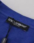 Dolce & Gabbana Blue Logo Print Crewneck Cotton T-shirt
