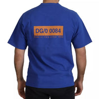 Dolce & Gabbana Blue Logo Print Crewneck Cotton T-shirt