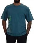 Dolce & Gabbana Blue Logo Print Crewneck Tee Cotton T-shirt