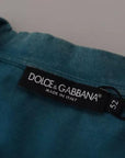 Dolce & Gabbana Blue Logo Print Crewneck Tee Cotton T-shirt