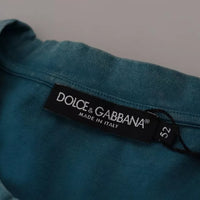 Dolce & Gabbana Blue Logo Print Crewneck Tee Cotton T-shirt