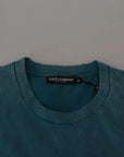 Dolce & Gabbana Blue Logo Print Crewneck Tee Cotton T-shirt