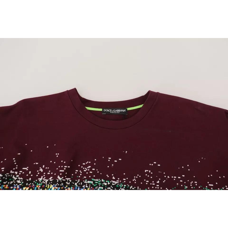 Dolce &amp; Gabbana Bordeaux D&amp;G Print Round Neck Cotton T-shirt