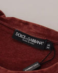 Dolce & Gabbana Maroon Printed Crewneck Tee Cotton T-shirt