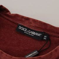 Dolce & Gabbana Maroon Printed Crewneck Tee Cotton T-shirt