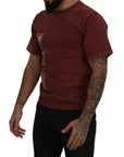 Dolce & Gabbana Maroon Printed Crewneck Tee Cotton T-shirt