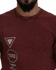 Dolce & Gabbana Maroon Printed Crewneck Tee Cotton T-shirt