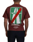 Dolce & Gabbana Maroon Printed Crewneck Tee Cotton T-shirt
