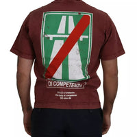 Dolce & Gabbana Maroon Printed Crewneck Tee Cotton T-shirt