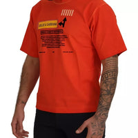 Dolce & Gabbana Orange Logo Print Crewneck Cotton T-shirt