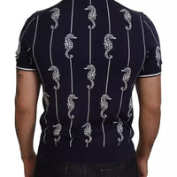 Dolce & Gabbana Dark Blue Sea Horse Collared Polo T-shirt