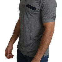 Dolce & Gabbana Gray Collared Silk Polo Top Shirt T-shirt