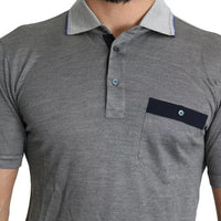 Dolce & Gabbana Gray Collared Silk Polo Top Shirt T-shirt