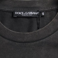 Dolce & Gabbana Gray Logo Embellished Cotton Short Sleeves T-shirt