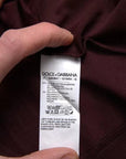 Dolce & Gabbana Maroon DG Crown Floral Crewneck Men T-shirt