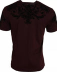 Dolce & Gabbana Maroon DG Crown Floral Crewneck Men T-shirt