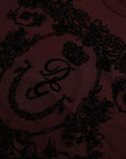 Dolce & Gabbana Maroon DG Crown Floral Crewneck Men T-shirt