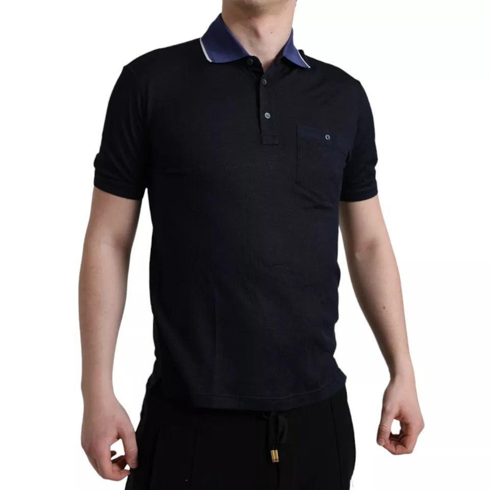 Dolce &amp; Gabbana Navy Blue Collared Short Sleeve Polo T-shirt