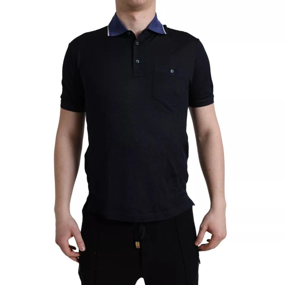 Dolce &amp; Gabbana Navy Blue Collared Short Sleeve Polo T-shirt