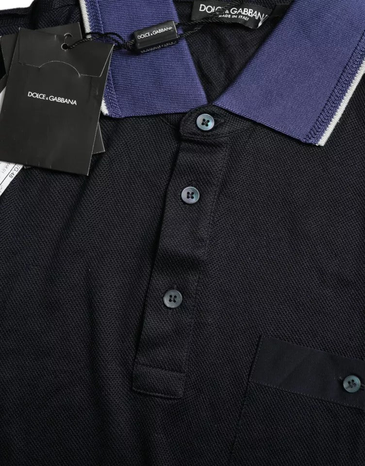 Dolce &amp; Gabbana Navy Blue Collared Short Sleeve Polo T-shirt