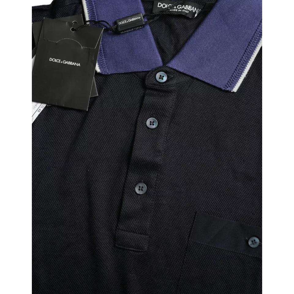 Dolce &amp; Gabbana Navy Blue Collared Short Sleeve Polo T-shirt