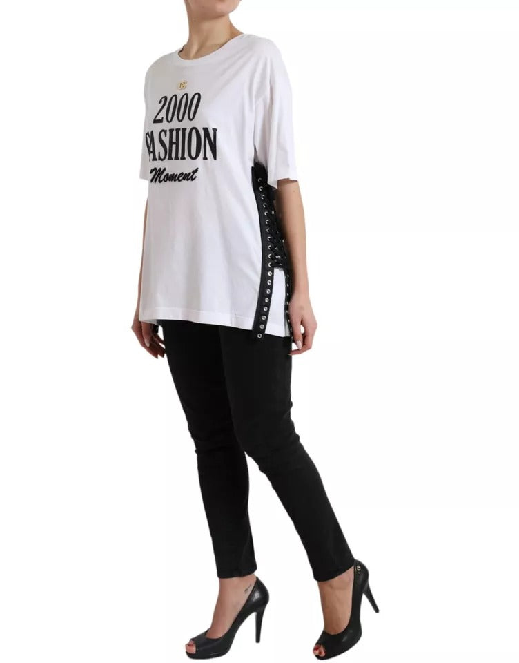 Dolce & Gabbana White 2000 Fashion Moment Lacing Detailed Tee T-shirt