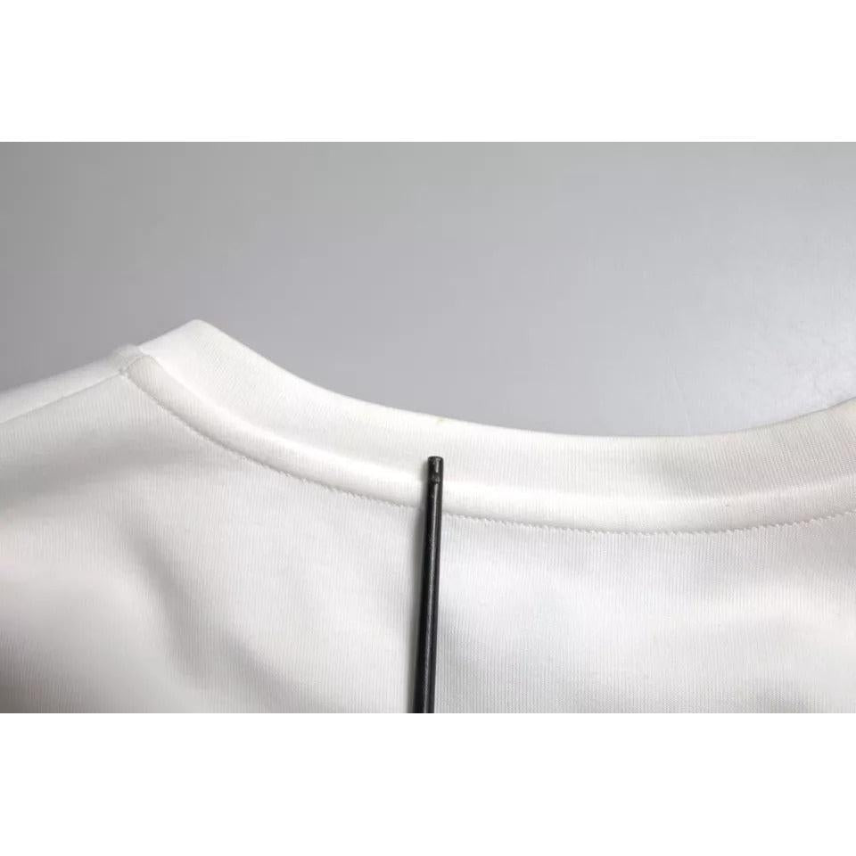 Dolce &amp; Gabbana White Cotton Black HOT Crystal Top T-shirt