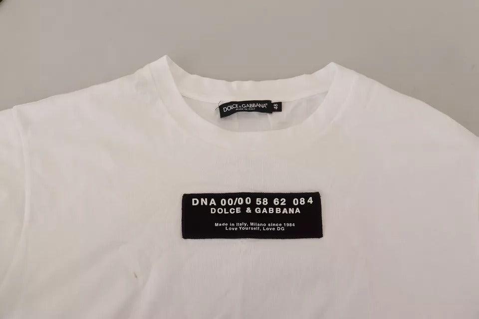 Dolce &amp; Gabbana White Cotton DG Appliqué Men Casual T-shirt