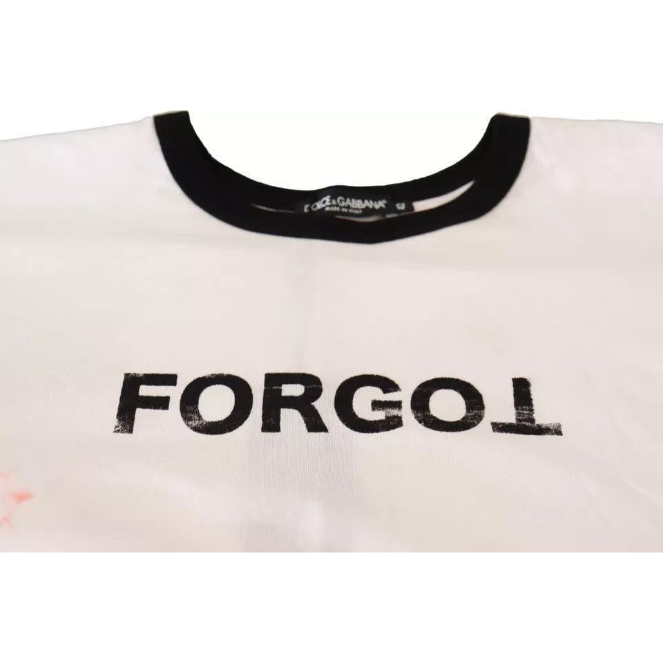 Dolce &amp; Gabbana White Forgot Print Short Sleeves Crop T-shirt