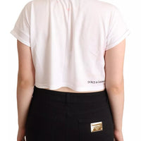 Dolce & Gabbana White Forgot Print Short Sleeves Crop T-shirt