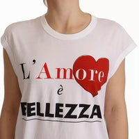 Dolce & Gabbana White L'AMORE Cotton Sleeveless Tank Top T-shirt