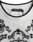 Dolce & Gabbana White Lion Crown Logo Cotton Crewneck T-shirt