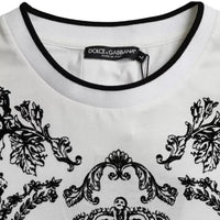 Dolce & Gabbana White Lion Crown Logo Cotton Crewneck T-shirt