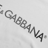 Dolce & Gabbana White Logo Print Cotton Crew Neck Men Top T-shirt