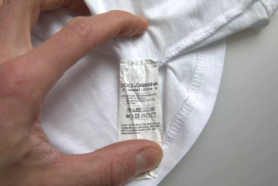 Dolce &amp; Gabbana White Logo Cotton Crew Neck Short Sleeves T-shirt