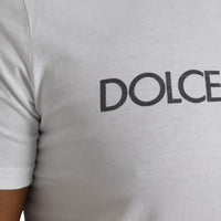 Dolce & Gabbana White Logo Cotton Crew Neck Short Sleeves T-shirt