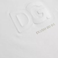 Dolce & Gabbana White Logo Embossed Cotton Crewneck T-shirt