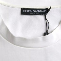 Dolce & Gabbana White Logo Embossed Cotton Crewneck T-shirt