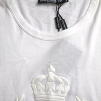 Dolce & Gabbana White Logo Embossed Crew Neck Short Sleeves T-shirt