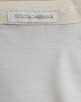 Dolce & Gabbana White Short Button Closure Silk Top T-shirt