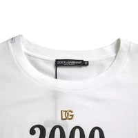 Dolce & Gabbana White Slogan Print Lacing Detailed T-shirt