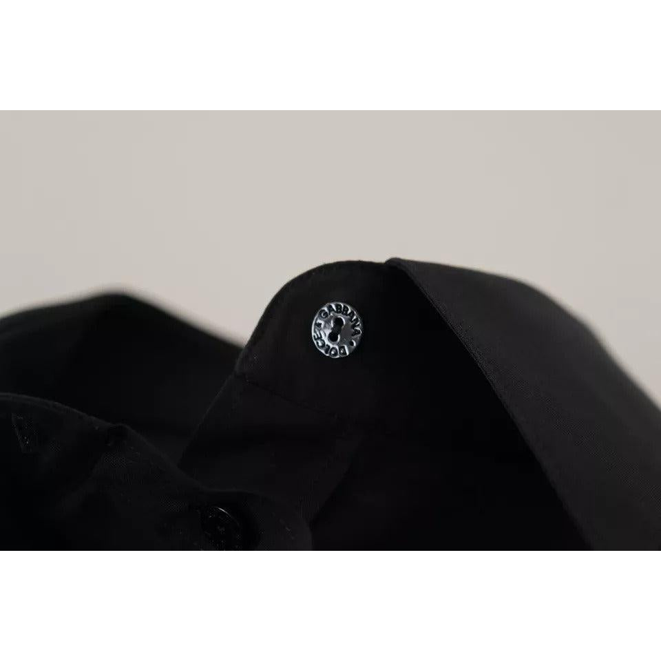 Dolce &amp; Gabbana Black Cotton Collared Formal Dress Shirt Top