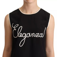 Dolce & Gabbana Black Silk Eleganza Print Sleeveless Tank Top