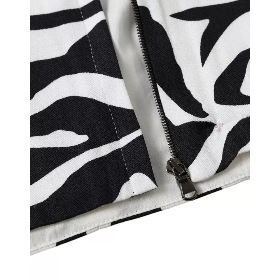 Dolce &amp; Gabbana Black White Zebra Sleeveless Bustier Crop Top